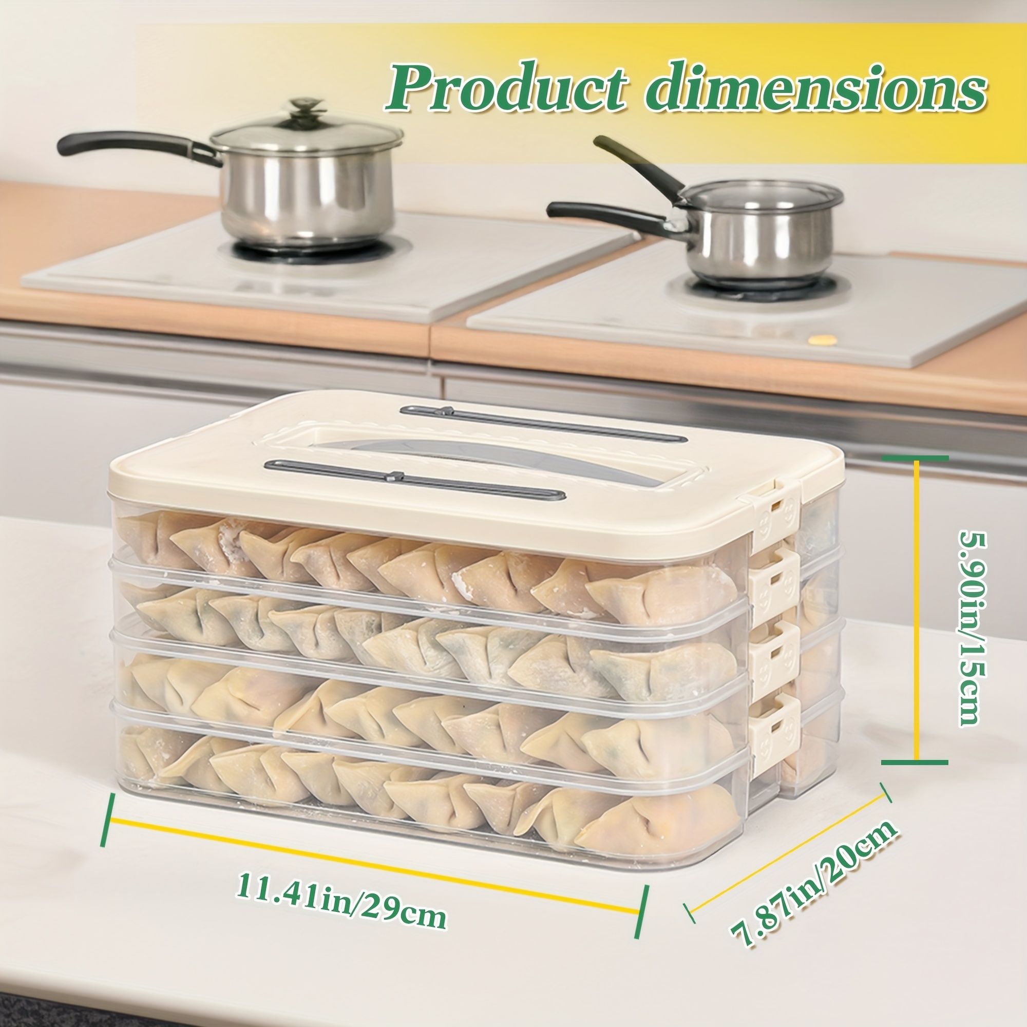 TEMU Four-layer Plastic Food Storage Box With Lids - Sturdy And Leak-resistant Design Ideal For Storing Dumplings, Pasta, And Other Items - Great For Kitchen Organization And Meal Preparation