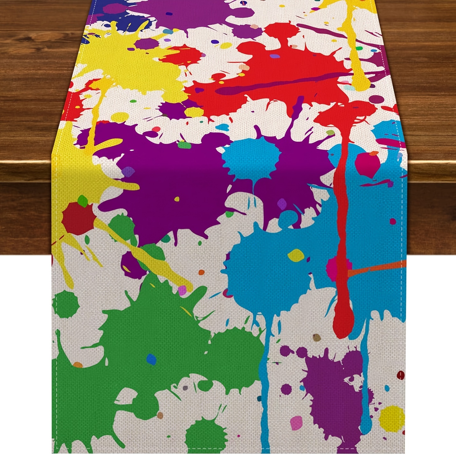 TEMU 1pc, Art Paint Table Runner Art Party Decorations Artist Painting Birthday Party Supply Pigment Color Block Dining Room Kitchen Table Decor