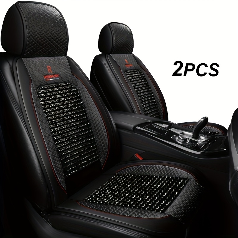 TEMU Coprisedile Auto con Perline di Legno a 2 , Cuscino Traspirante per Sedile Anteriore Auto, Accessori Auto Universali Taglia Universale