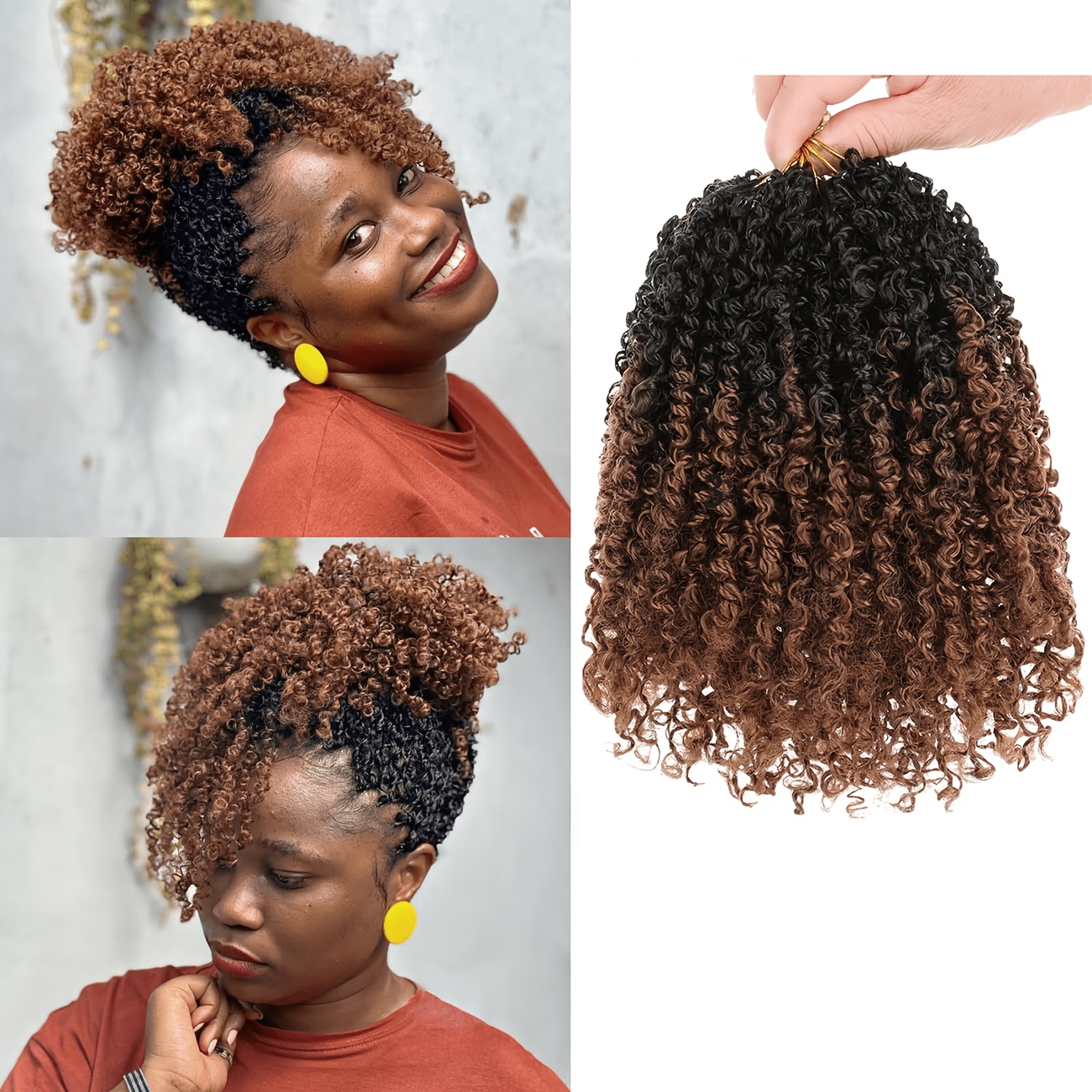 TEMU Twist Gradient Brown Or Red Crochet Hair In 1 Packs (30 Strands) Features Pre-looped Pre-twisted Braids Synthetic Spring Short Passion Twist