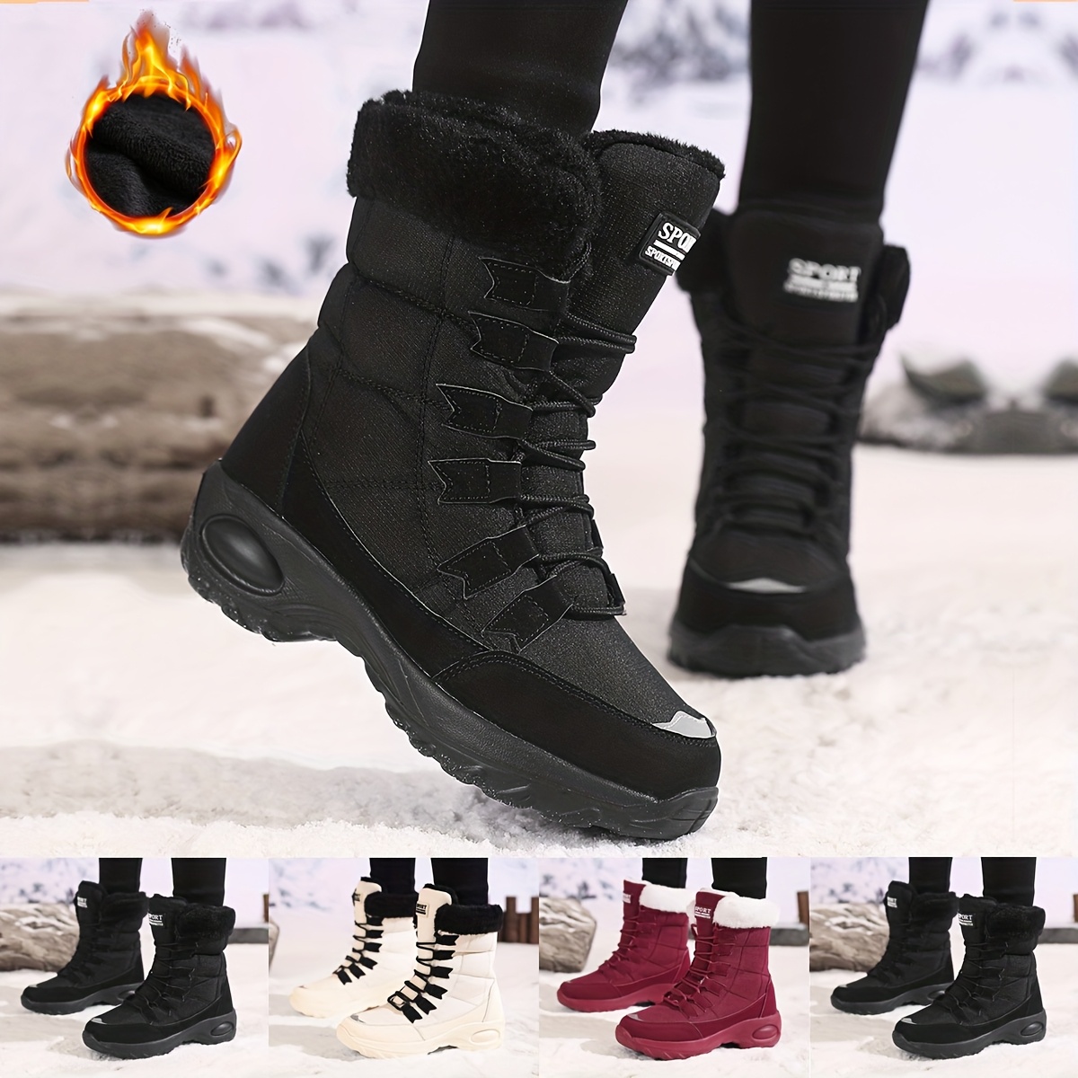 womens outdoor snow boots with fleece lining warm short boots for hiking breathable winter footwear new plus size womens short boots for   Product details 0