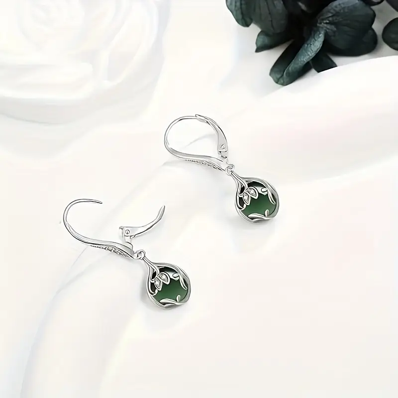 925 pure silvery earrings flower earrings jewelry Product details 2