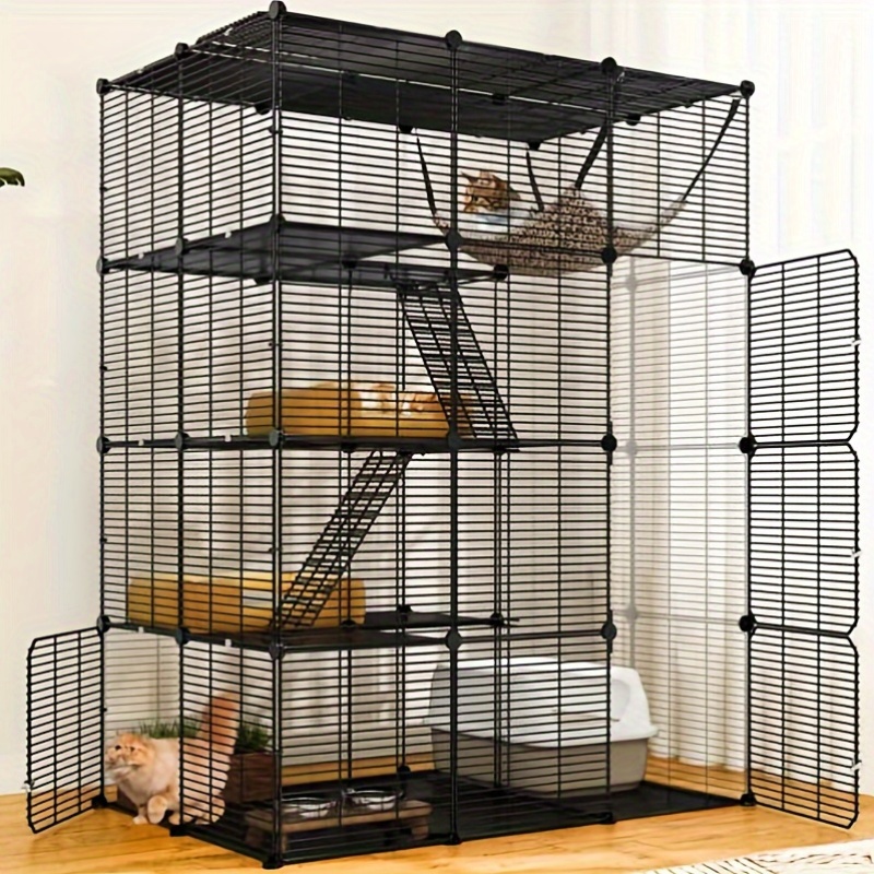 

Meowl Multifunctional 4- Level Indoor Pet Playpen With Hammock For Cats, Rabbits, And Small Animals