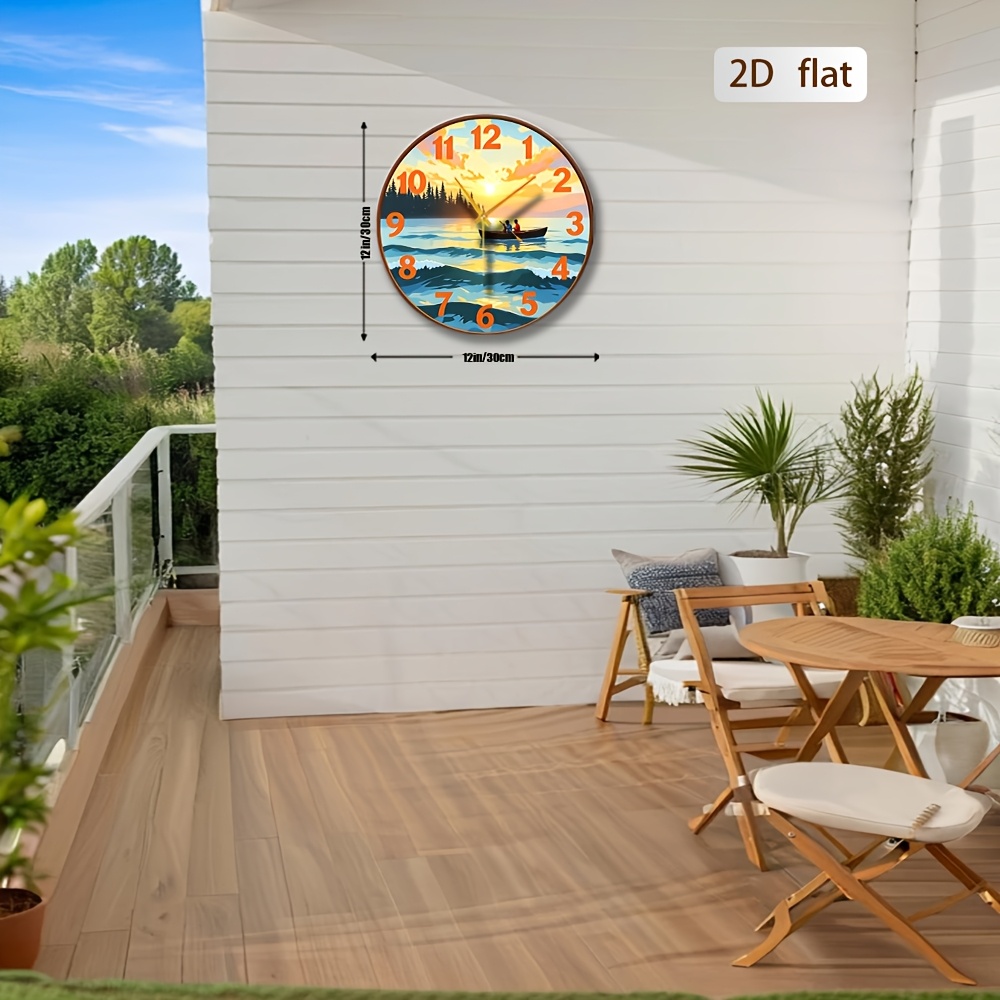 Boat Sunset Wall Clock Lake Art Decor