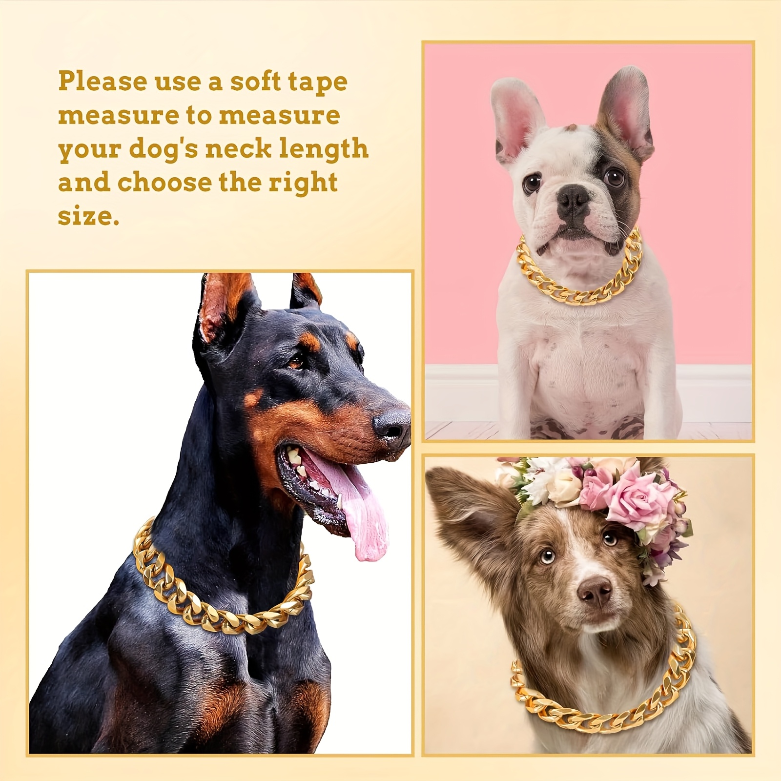 goldene hunde kette halsband 19mm kubanische schlaufe hunde - Temu Austria