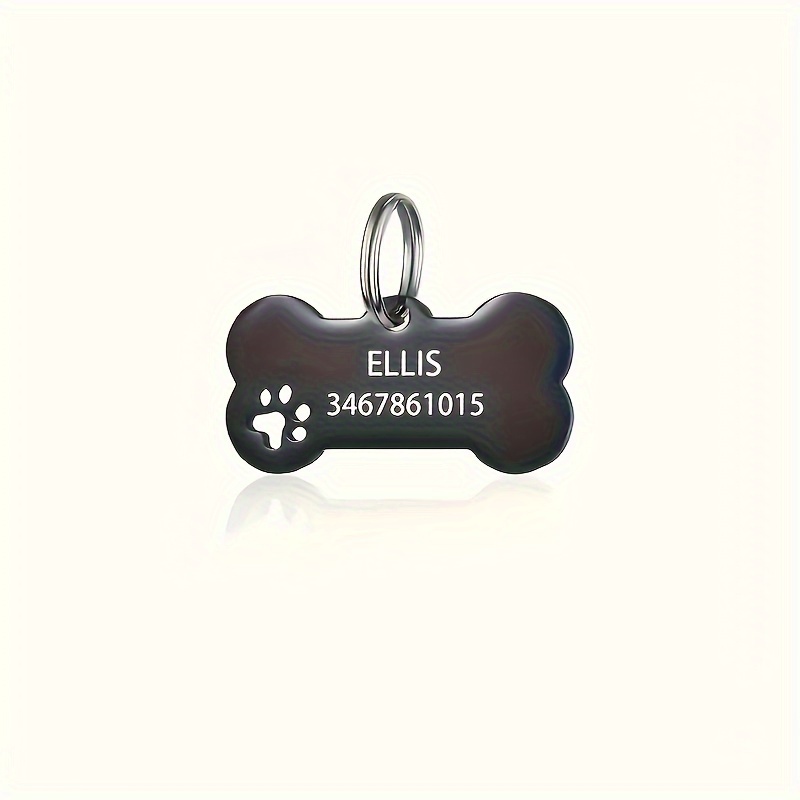 TEMU Personalized Pet Tag - Stainless Steel - Engraved With Name And Phone Number - Dog Id Tag - Size: 1.97 Inches X 1.1 Inches