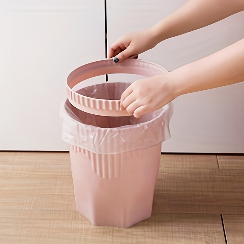 modern   white beige blue   button   lock lidless step trash can   waste bin with locking mechanism durable plastic cylindrical design for home bathroom bedroom   emptying no l Product details 2