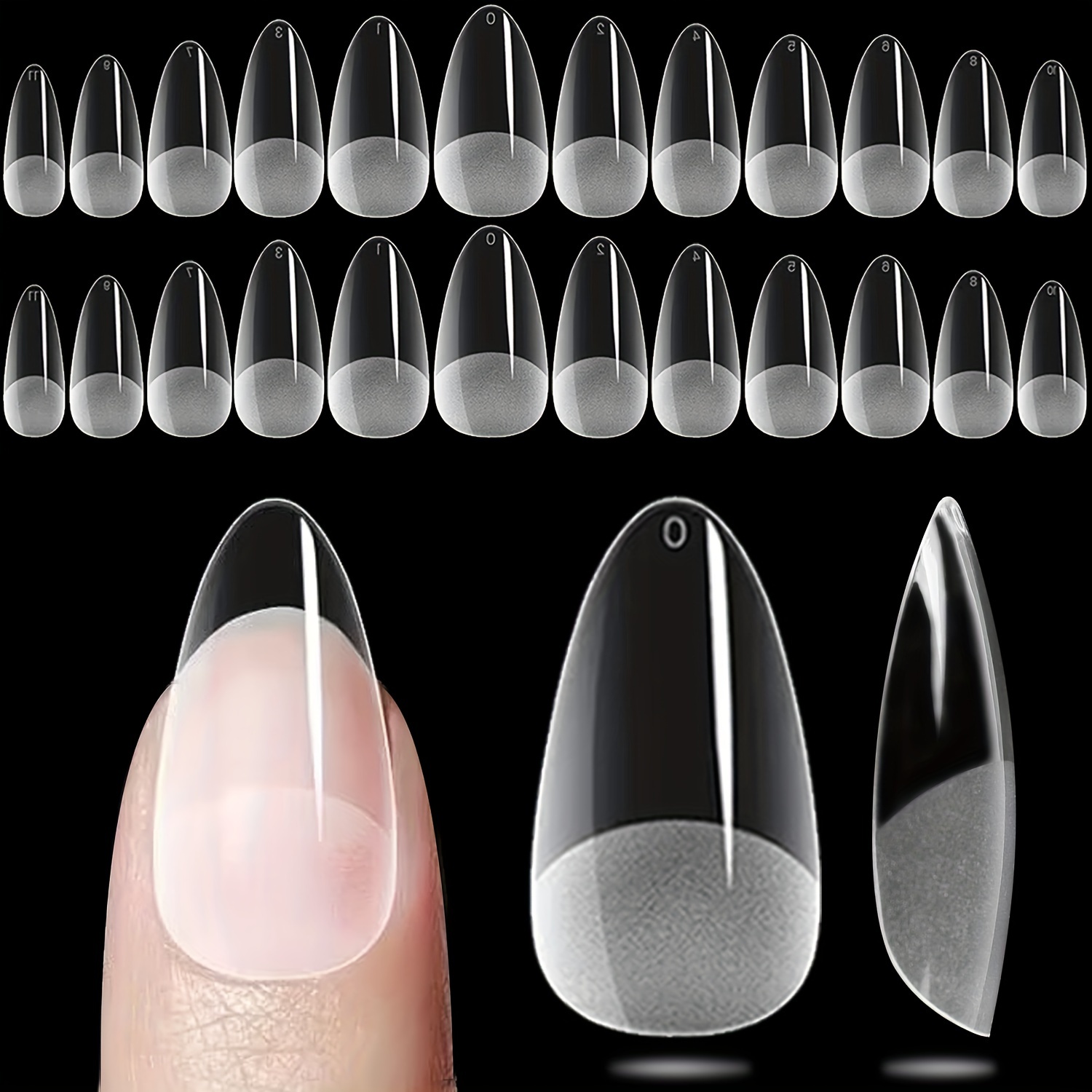 

240pcs Transparent Medium Nail Tips, 12 Sizes Full Cover Pre-shape Half Matte False Nail Tips Press On Nails Tips Set For Nail Extension Nail Gifts