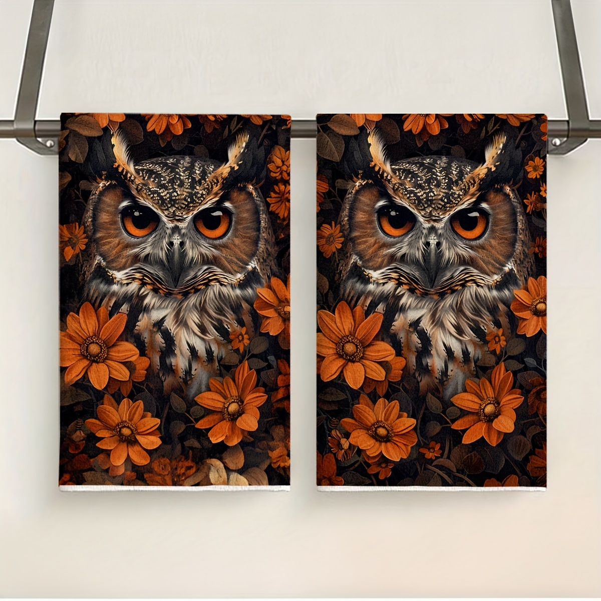 

2-pack Owl & Floral Microfiber Dish Towels - Ultra Absorbent, Soft Kitchen Hand Towels For Cooking, Baking, And Cleaning - Perfect Housewarming Gift Dish Towels For Kitchen Decorative Kitchen Towels