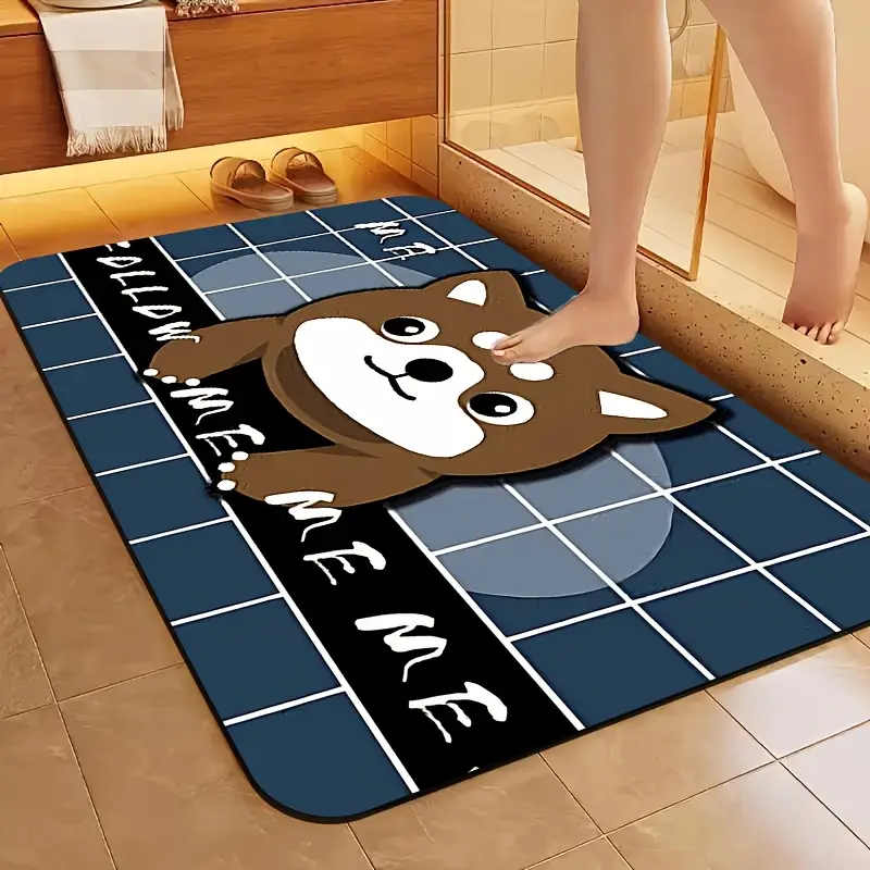 1pc diatomite bath mat with adorable cartoon dog print design quick dry non slip absorbent floor mat soft and comfortable for bathroom shower laundry room bedroom doorway rv bathroom bathroom bath matts for bathroom non slip bathtub mat bathroom mat long chenille bath mat bedroom floor mat doorway mat decorative bath cute soft chenille texture absorbent fabric floor pad pet lovers Product details 0