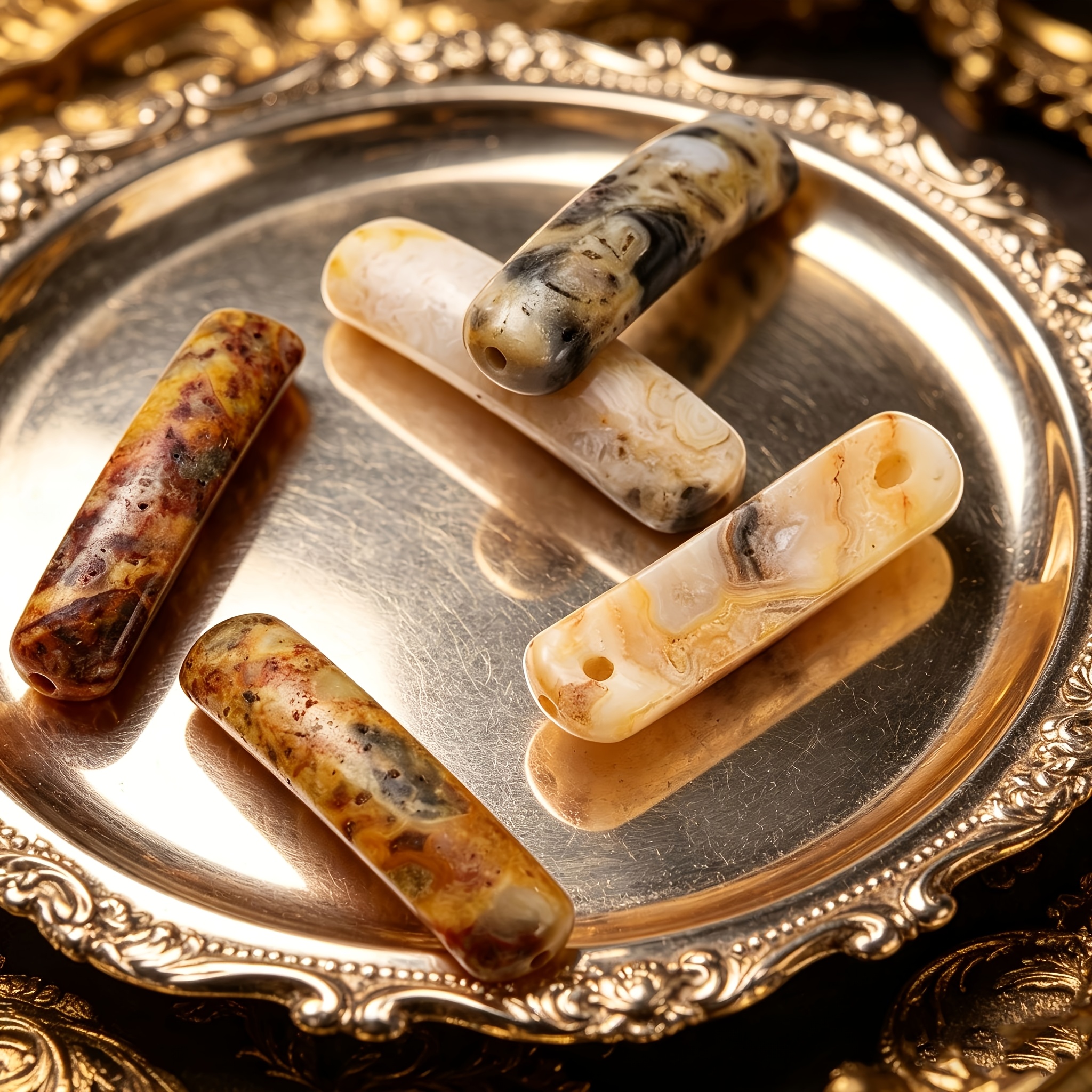 Natural Agate Stone Curved Rectangle Beads for Jewellery Making