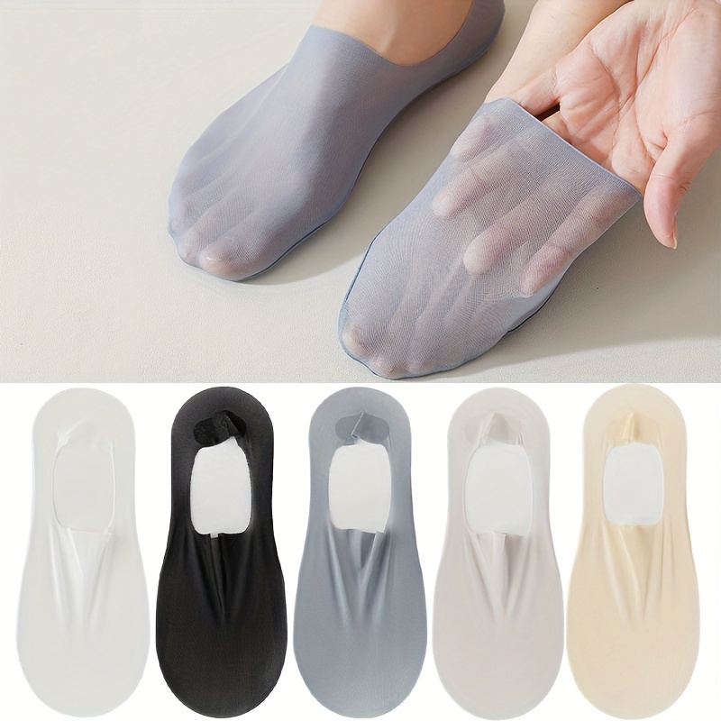 

5 Pairs Of Men's Anti Odor & Sweat Absorption Solid Color Ultra-thin No-show Socks, Comfy & Breathable Socks, For Daily & Outdoor Wearing, Spring And Summer