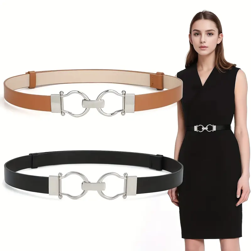2 Pack Women'S Belts For Jeans Dress Pants Ladies Waist Belt Skinny Belt With Fashion Silvery * Black And Brown 2 Pack Women'S Belts For Jeans Dress Pants Ladies Waist Belt Skinny Belt With Fashion Silvery * Black And Brown