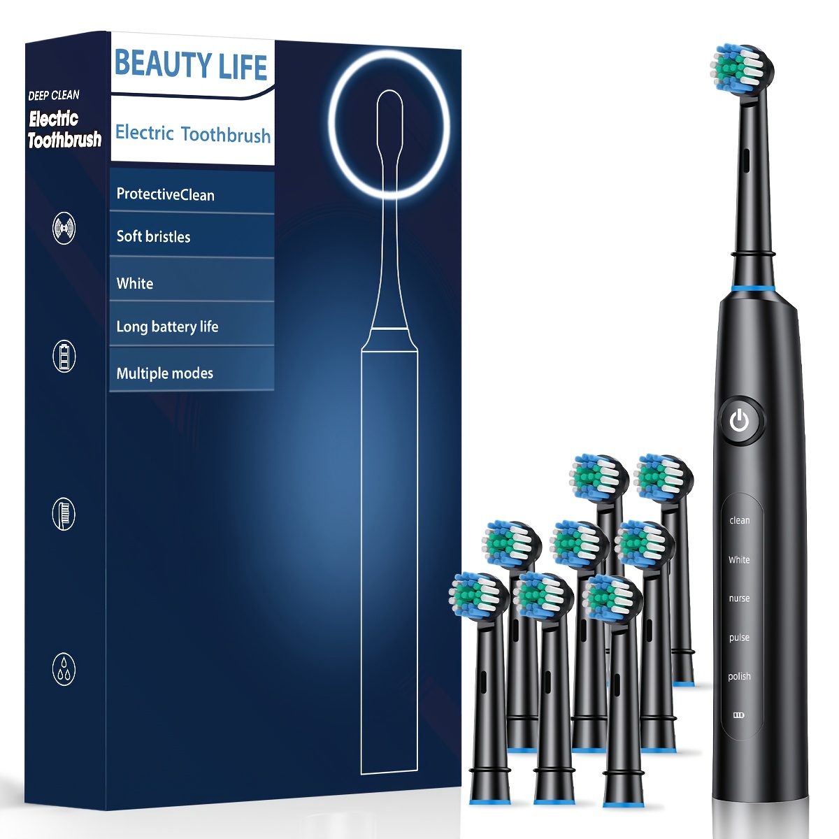 Image of Ip67 Adult Rotating Electric Toothbrush With 5 Cleaning , Rechargeable Power Supply And 2-minute Intelligent Timer