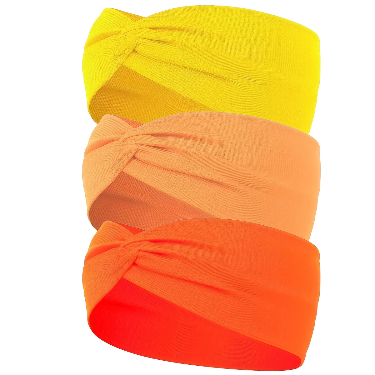 TEMU 3pcs Set Fashionable Solid Color Twisted Knot Headbands, Elastic Non-slip Sweat-absorbent Hairbands, Women's Hair Ties, Multiple Colors