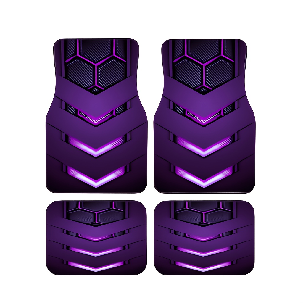 TEMU 4pcs Woyuo Heavy-duty Floor Liners Compatible For Trucks/suv, Purple To Black Gradient V-pattern Anti-slip Floor Mats, Durable Suitable For