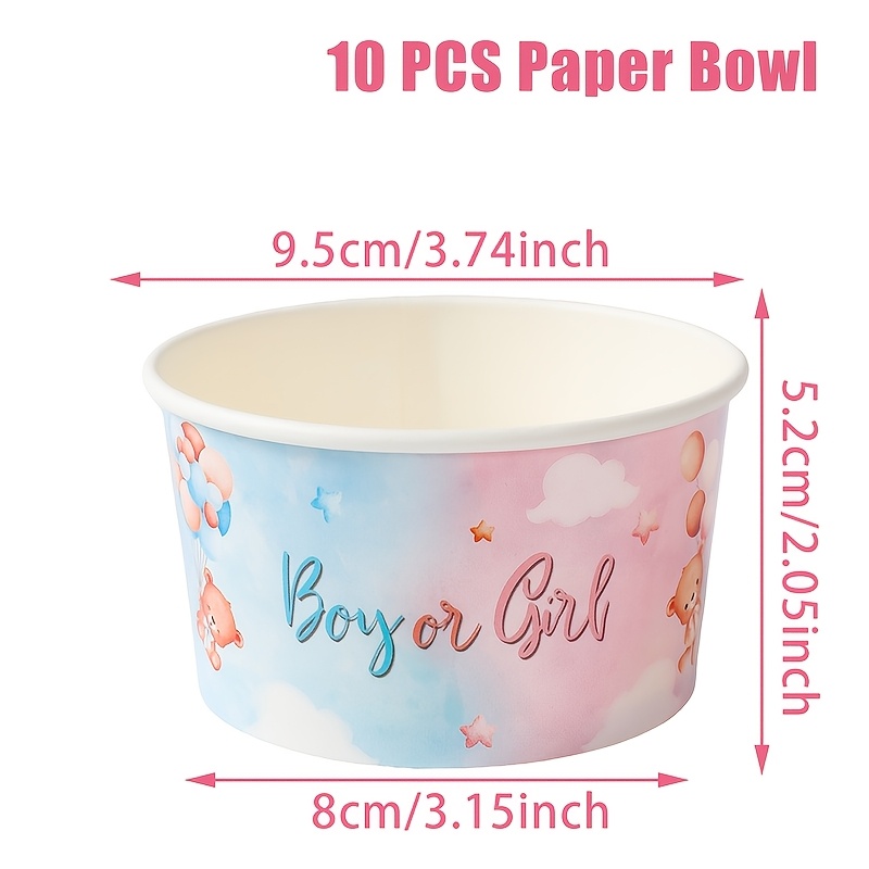 Image of 10pcs, Gender Reveal Paper Bowls, Boy Or Girl Bowls, Baby Shower Party Supplies, Dining Table Supplies, Party Packs, Gender Reveal Party Decoration