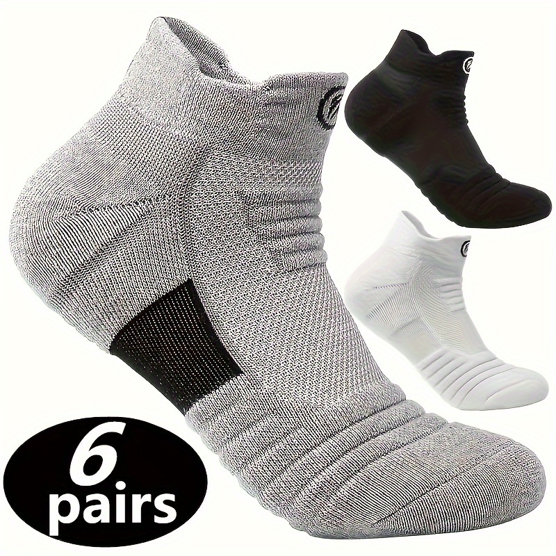 

6pairs Unisex Athletic Socks - Thick Cushioned, Non-slip, Sweat-wicking, Breathable & Shock-absorbing For Running, Hiking & Fitness