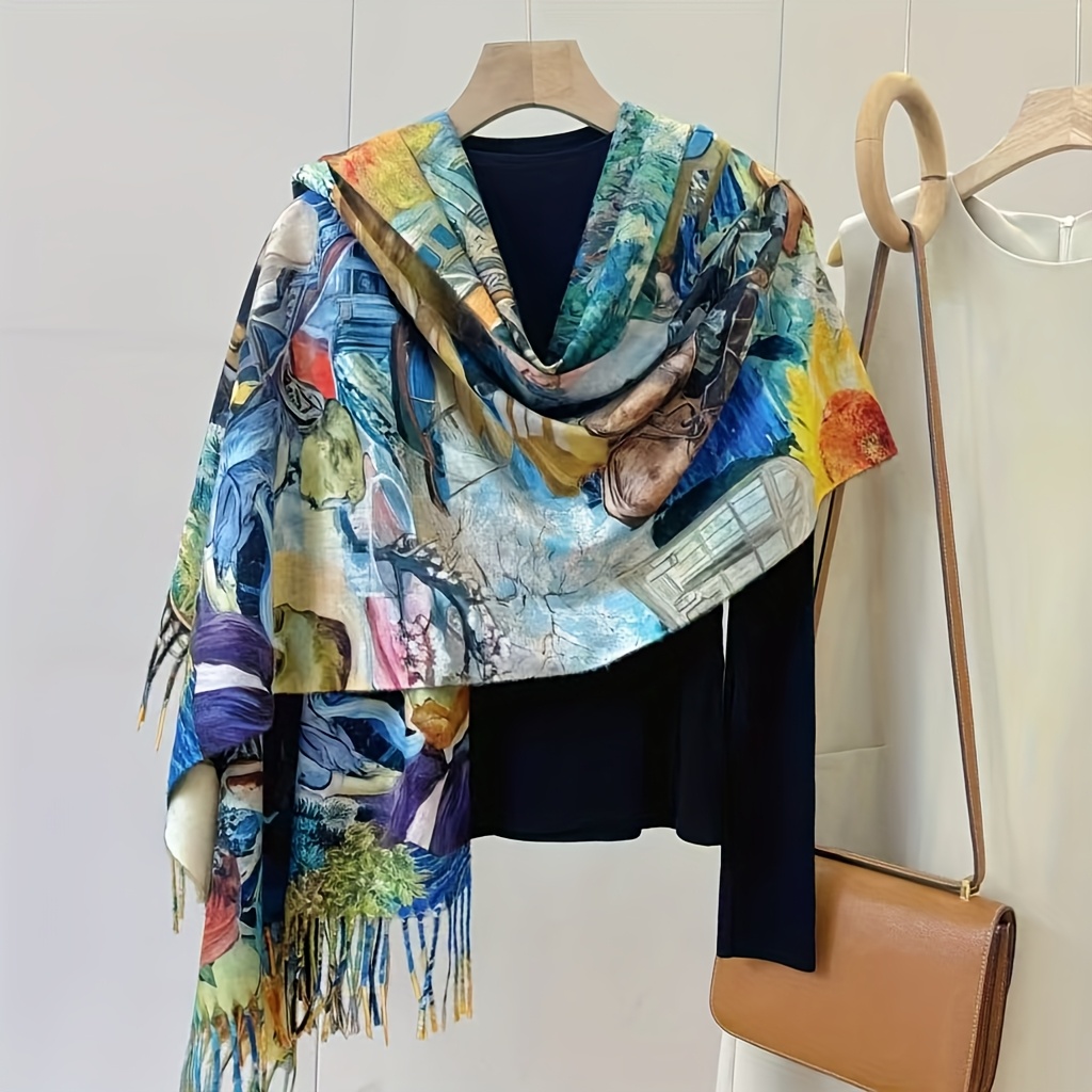 TEMU Art, Embrace Van Gogh — An Art-inspired Shawl Where Art Integrates With Life." This Van Gogh-inspired Shawl Is With Elements From Van Gogh's