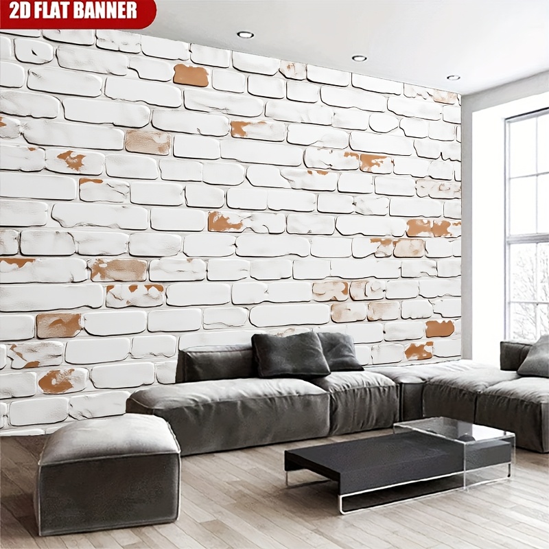 1pc White Vintage Distressed Brick Wall Panel, Photo Backdrop