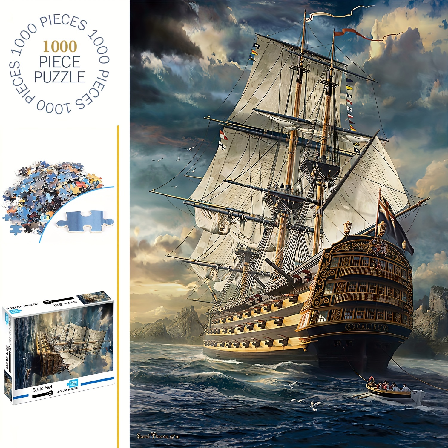 

1000pcs Sails Set Puzzles, Thick And Durable Seamless Jigsaw Puzzles For Adults Premium Quality Fun Family Challenging Puzzles For Birthday, Christmas, Halloween, Thanksgiving, Easter