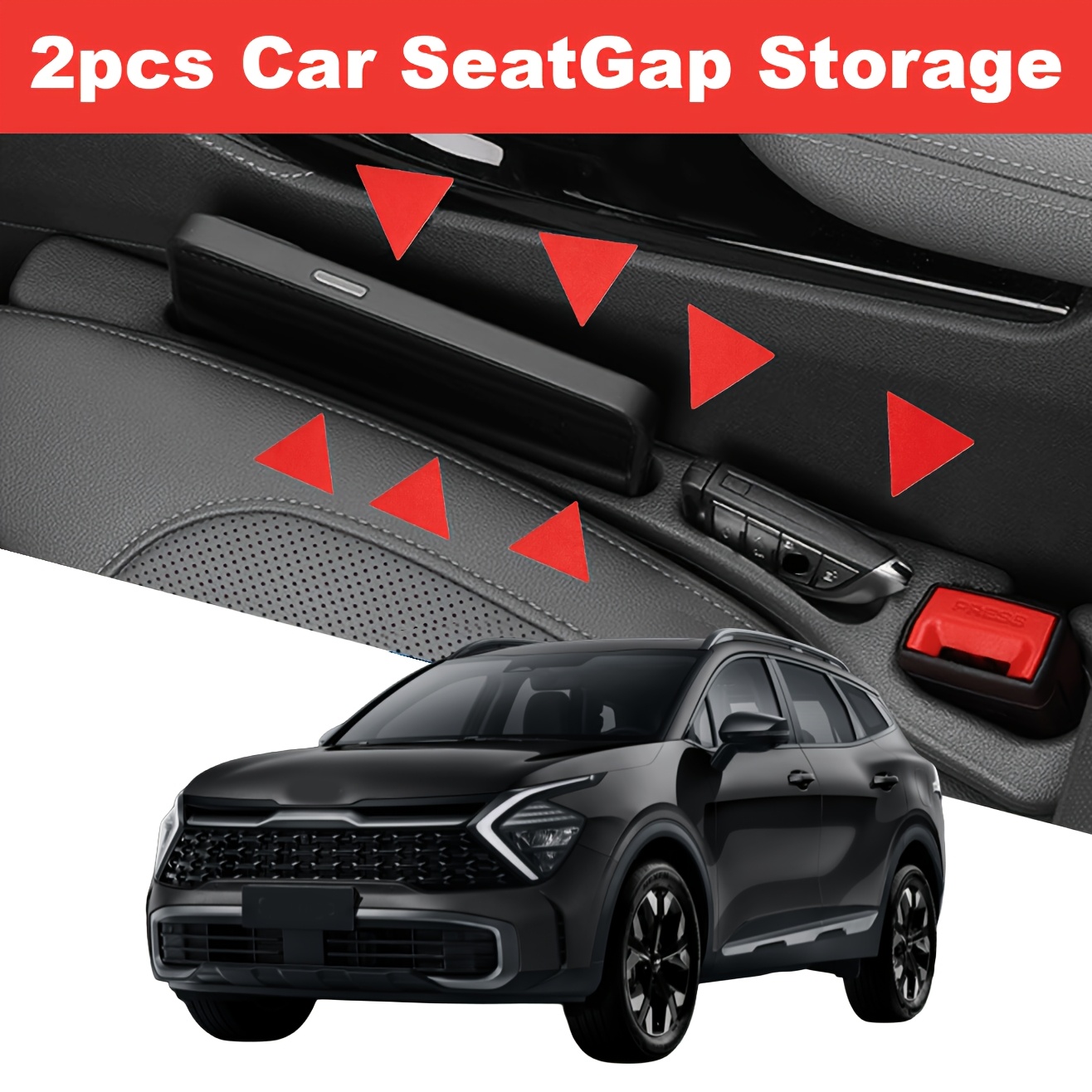 TEMU Pour Kia Sportage///Rio//Ev6 2000-2026 Remplisseur d'espace de siège auto 2pcs, Organisateur de rangement empêche les objets de
