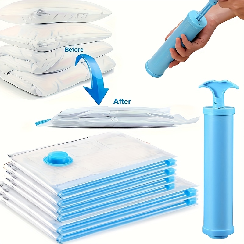 Vakuum-Aufbewahrungsbeutel Set – 8 Jumbo Beutel + Handpumpe, Platzsparend, Luftdicht, Für Kleidung & Bettwäsche