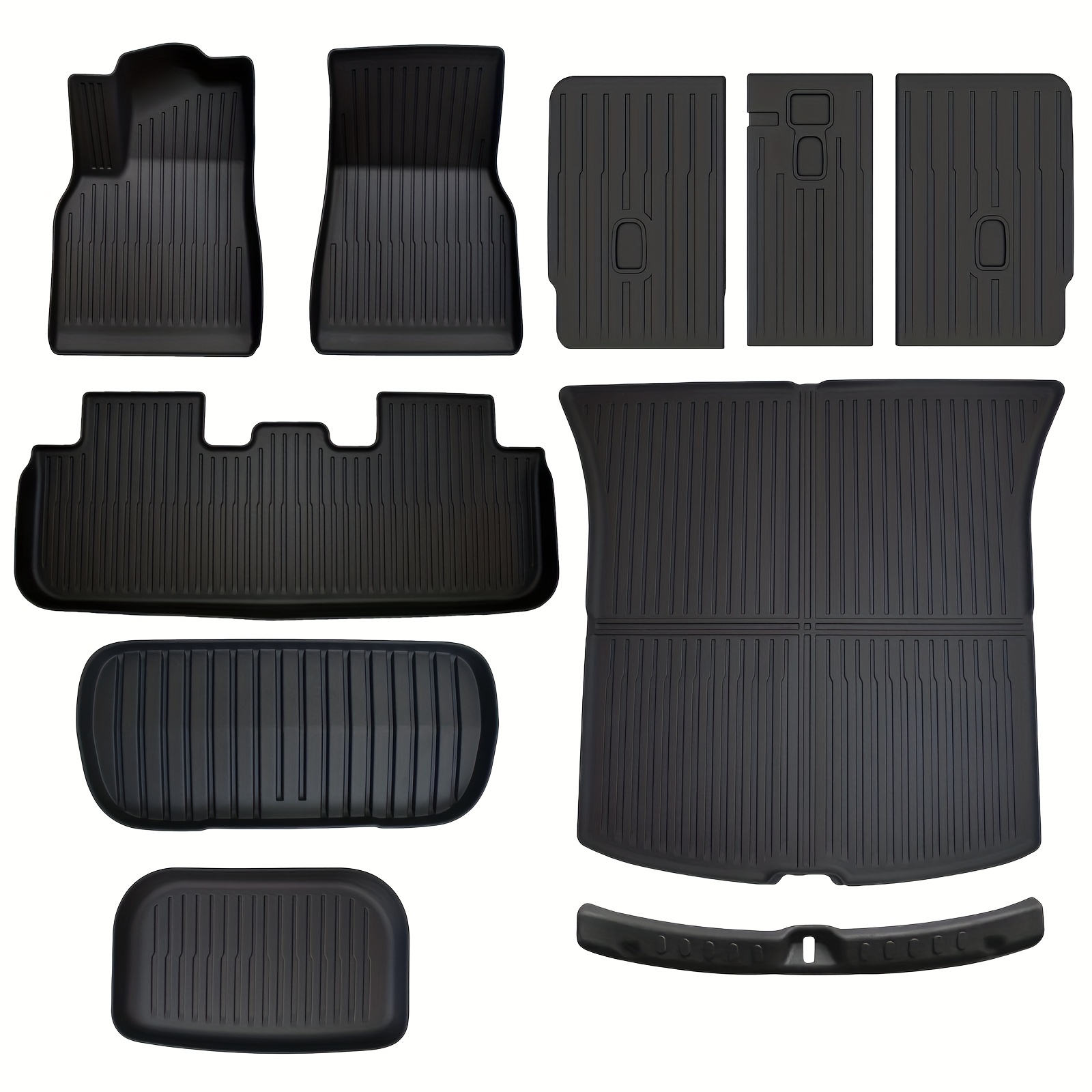Image of Floor Mats For For 2025 2026 5-seat, All Weather Non-slip Front Rear Cargo Liner Second Row Seat Back Mats Trunk Mats Interior Accessories, 10pcs Full Set