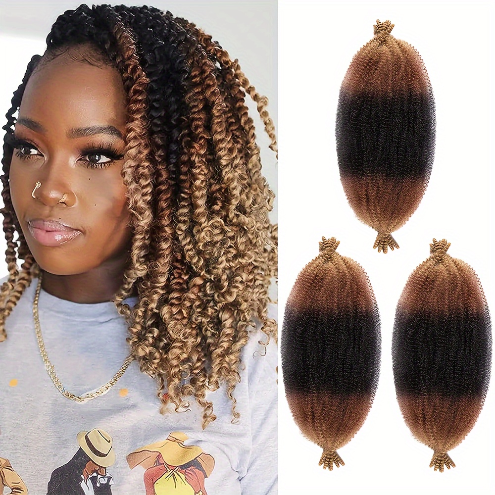 TEMU Confezione da 3 Pacchi di Capelli a Torsione Afro Elastici Pre-Separati Adatti per Dreadlock Morbidi Danneggiati, Capelli Sintetici a a Torsione