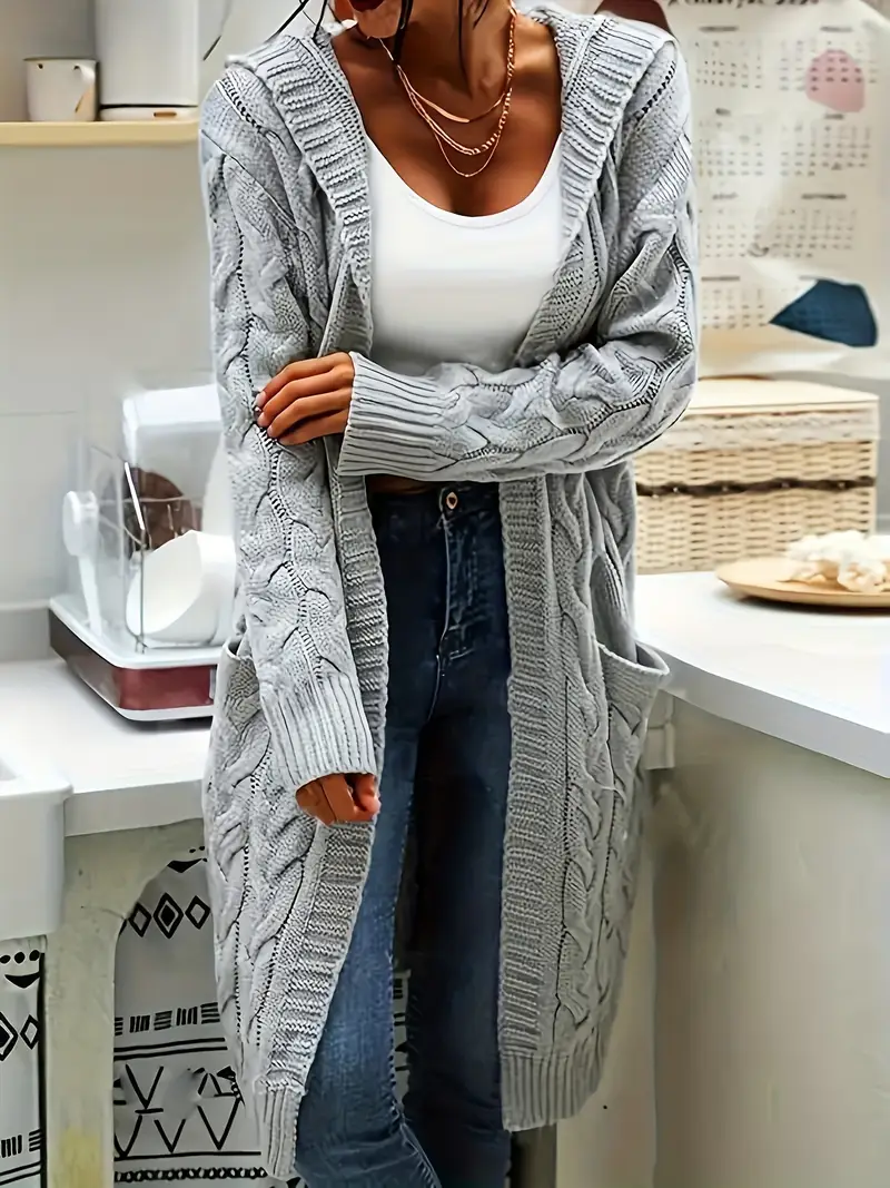 womens casual cardigan front long sleeve solid color sweater with pockets cozy fall winter layering essential for jeans dresses sweater cardigan autumn wardrobe stylish textured knitwear wear details 20