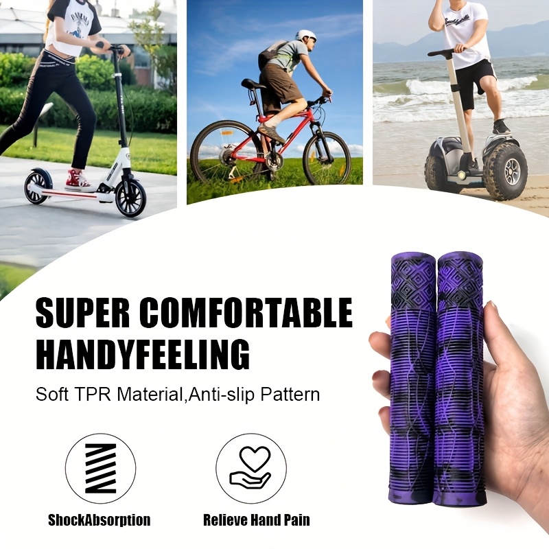 2 bucăți Ghidon de 6,5 inchi pentru Scuter - Ghidon de Bicicletă de Munte și Scuter în Culori Mixte, Mânere Extinse de 165 mm, Îngroșate, Antiderapante, cu Absorbție de Șocuri și Mânere Moale, Potrivite pentru Scutere Profesionale de Cascadorii, BMX, Biciclete de Munte, Dopuri pentru Accesorii de