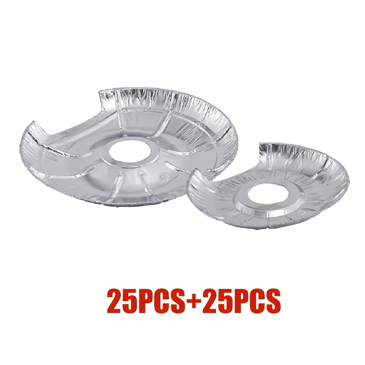 TEMU 50pcs Stove Burner Covers, Disposable Aluminum Foil Drip Pan Liners, 25pcs 6 Inch And 25pcs 8 Inch Round Burner Liners Bibs To Keep Stove From Oil And Food