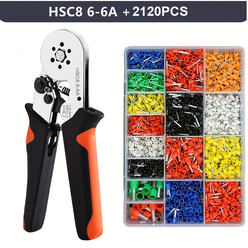 TEMU Dealikee 4a/64 Pliers And Needle Terminal, Crimping Tool With 200-2120pcs Wire Connectors, Ratchet Crimping Tool Kit, Crimping Pliers Set Hsc8