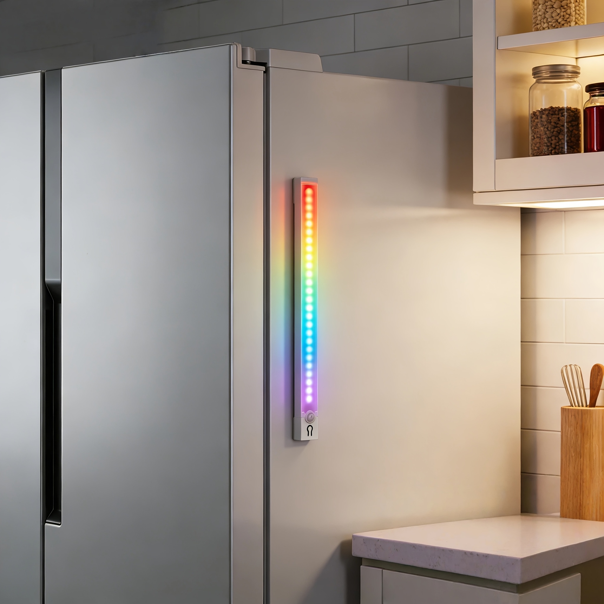TEMU Modern Usb Motion-sensing Lamp, Led Under Cabinet Light, Rgb Changing Usb Rechargeable Wall Light, No Drilling Dimmable Light Bar For Kitchen