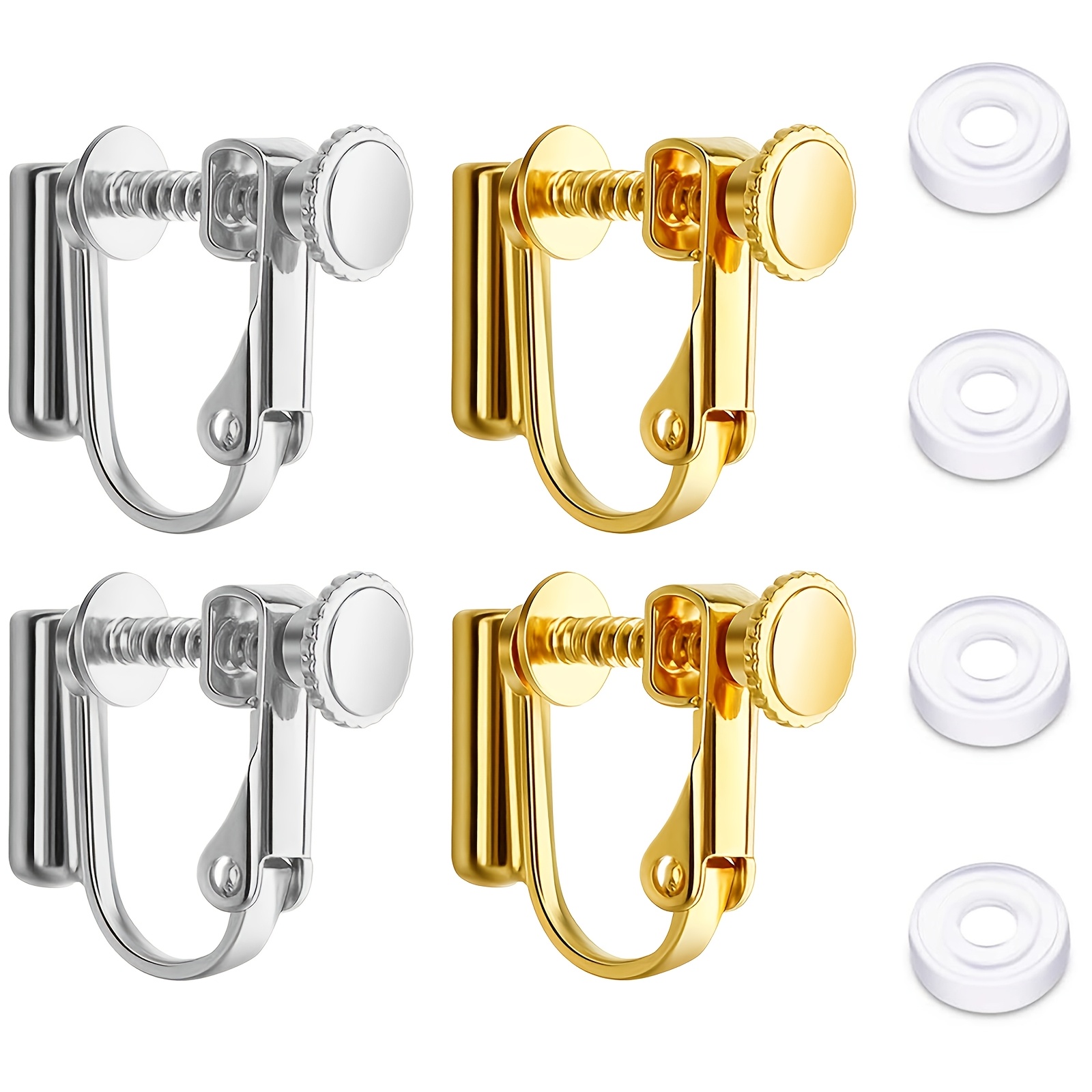 E-shop Clip-On Ohrring-Konverter für Nicht Durchbohrte Ohrstecker mit Stecker für Nicht Durchstochene Ohren, mit Bequemem Polster für Frauen