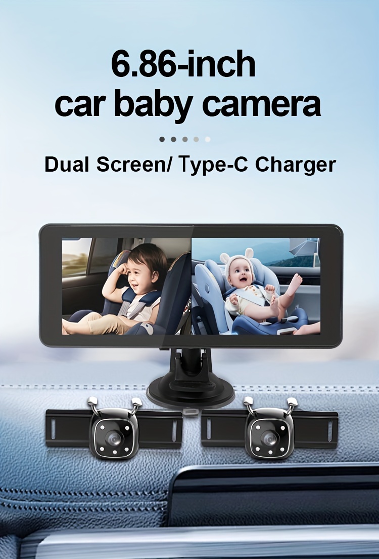 Dual-Channel 17.42cm Car Camera with IR Night Vision - Rear Seat Monitor for Two Youngsters, Easy Install, Safe Driving at Night details 0