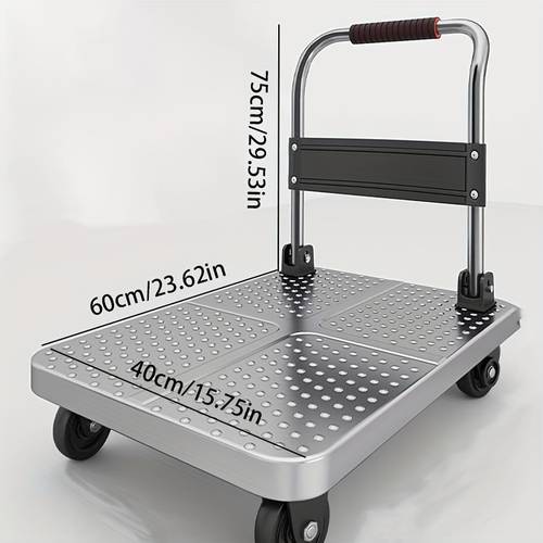 cart 360 degree rotating wheels folding truck space saving folding platform with rotating push handle and steel suitable and storage auto repair warehouse garden and yard heavy duty folding hand truck