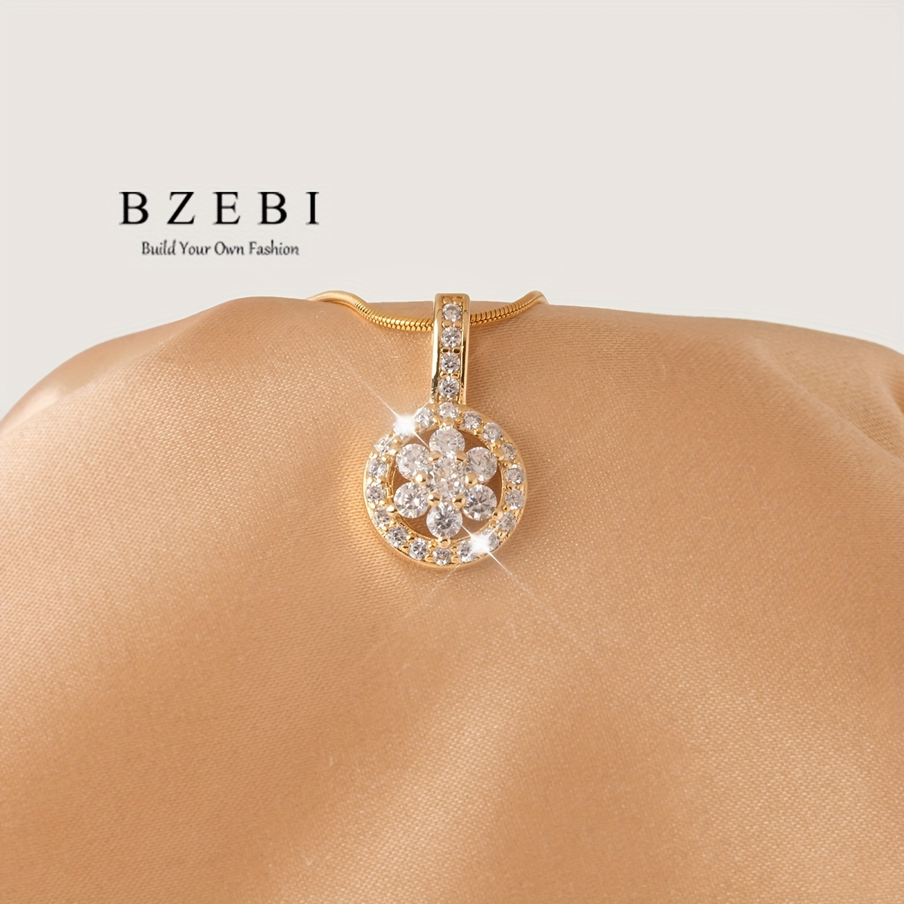 Image of Shining Synthetic Zirconia Flower Necklace, Fashion Jewelry For Women, Adjustable Gift With Gift Box For Friendship, Birthday, Christmas, Mother's Day, Valentine's Day, New Year, 528n