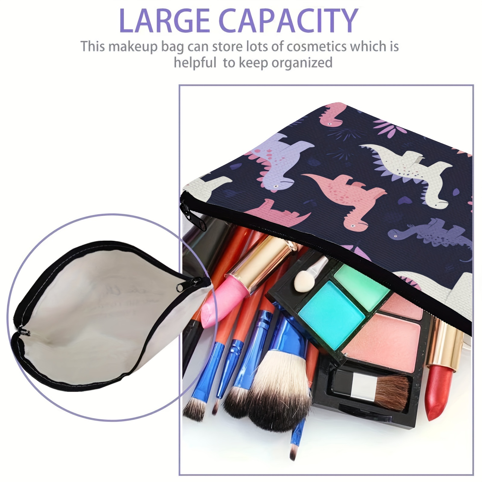 dino print cosmetic pouch women large capacity portable Temu