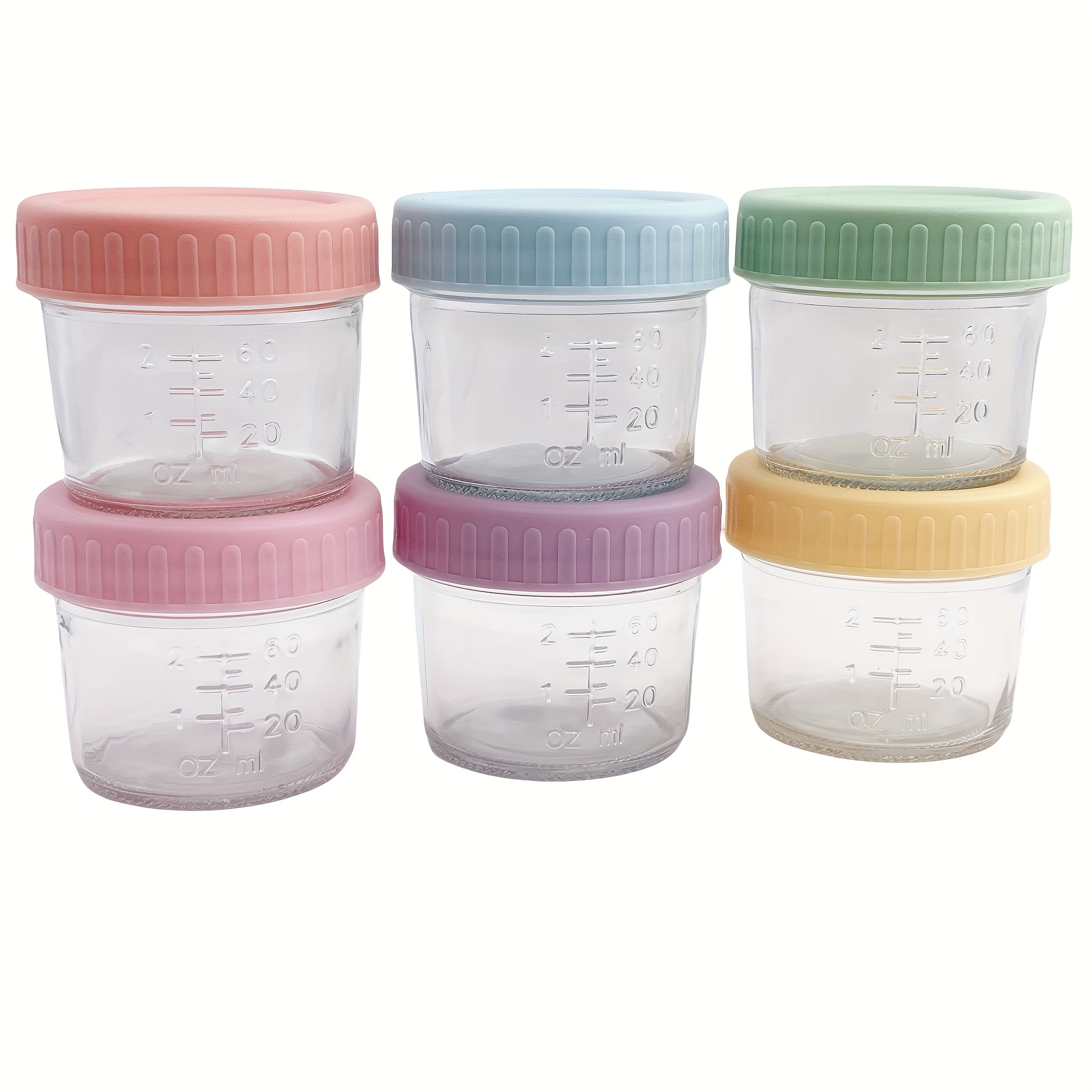 TEMU Set Of 6 Glass Jars For Food Storage - 4 Oz Containers With Lids, Safe For Microwave, Dishwasher, And Freezer, Completely Leak-proof, Reusable