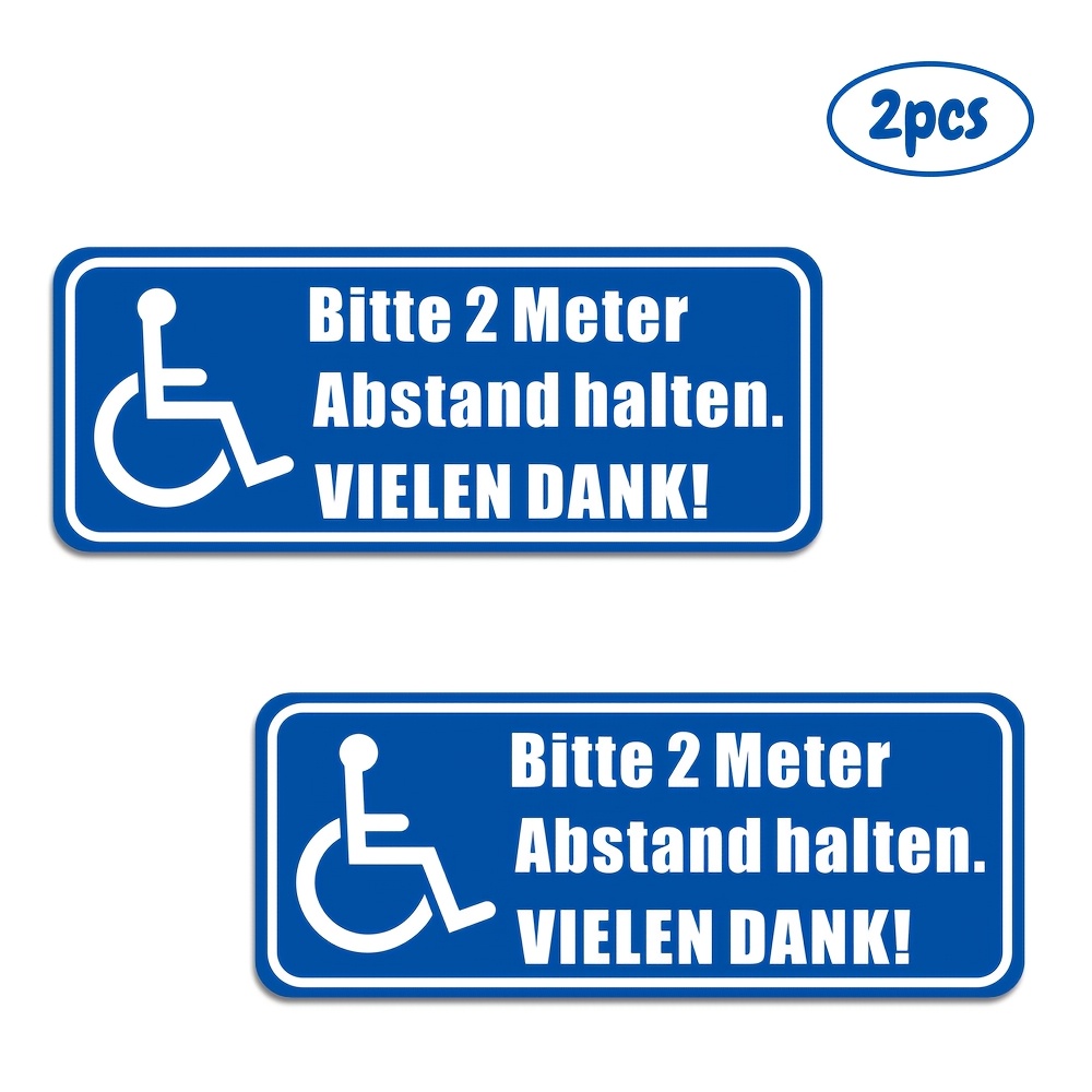 TEMU 2 Stück 20*8cm (8*3,15 Zoll) deutschspezifische PVC-Etikettenaufkleber – „Bitte halten Sie den Rollstuhlzugang “ / „Bitte halten Sie 2 Meter