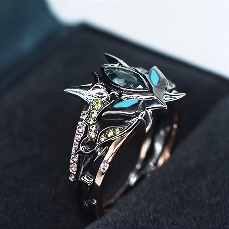 

Intricate Vintage Bohemian " Imp" Ring - Alloy With Gemstones, Or Gifting, Ideal For Anime Fans, Anime Accessories