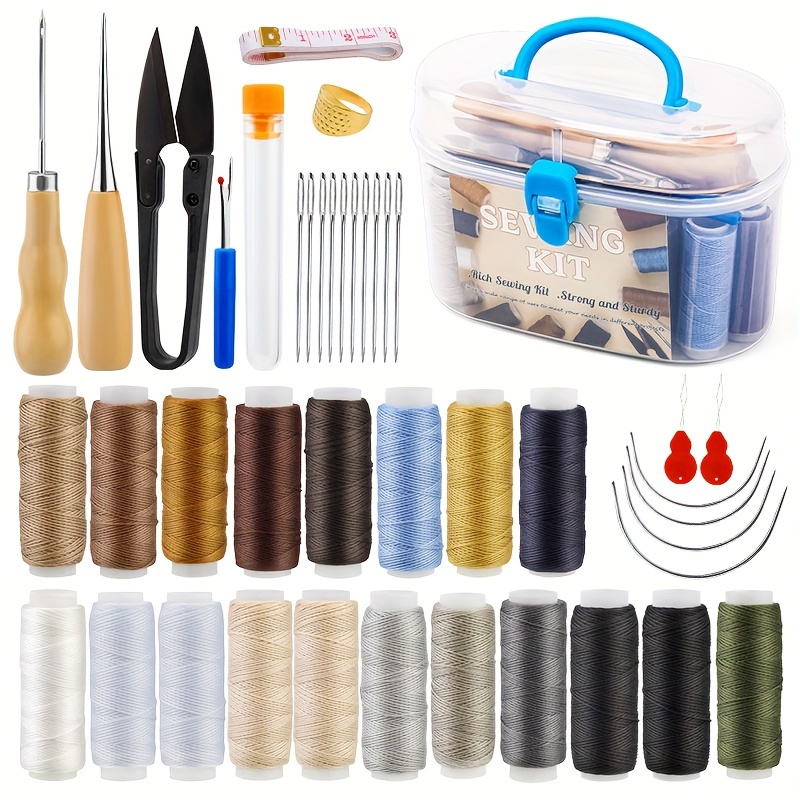 

[popular ] 43pcs Heavy Duty Upholstery Repair Sewing Kit With Leather Thread, Metal Sewing Awl For Furniture, Car, Sofa, Backpack, Shoe, Diy Crafts