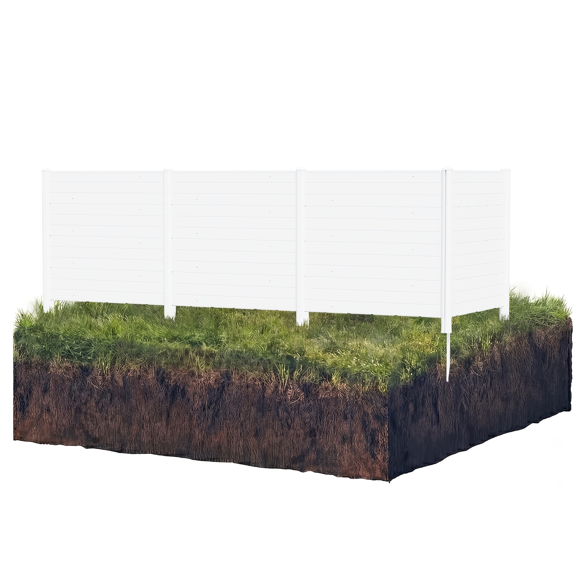 TEMU [3d] Outdoor Privacy Fence Panels, 45in H Pvc Ac Fence With 2/3/4 Panels Ground Stakes & Hammer, For Yard, Pool Equipment & Trash Can, Privacy