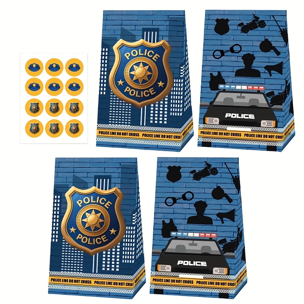 Image of Gift For Her/him 12pcs Police Party Favors Bags, Police Themed Goodie Bags With Different Types For Birthday Party Supplies Decorations