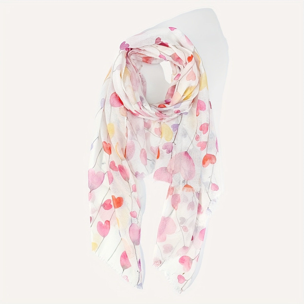 1pc Women's Love Print Chiffon Breathable Towel Sunscreen Scarf