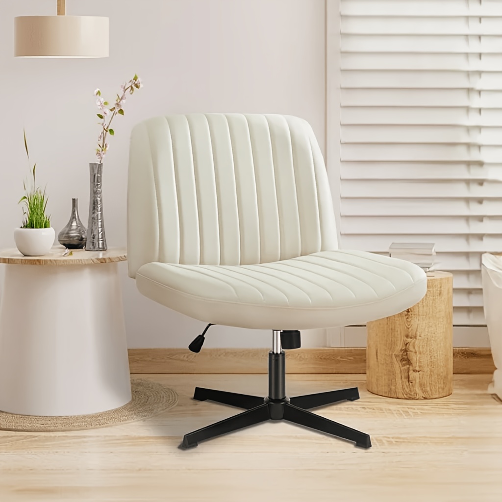 TEMU Cross Chair Legged, Armless Office Swivel Desk Chairs No Wheels, Vanity Height Adjustable Wide Seat Computer Task Chair