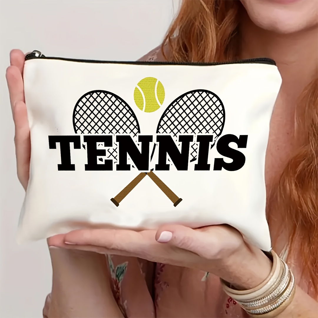 TEMU Tennis-themed Makeup Bag - Perfect Gift For Tennis Enthusiasts, Athletes & Fans - Durable Polyester, - Ideal For Birthdays, , &