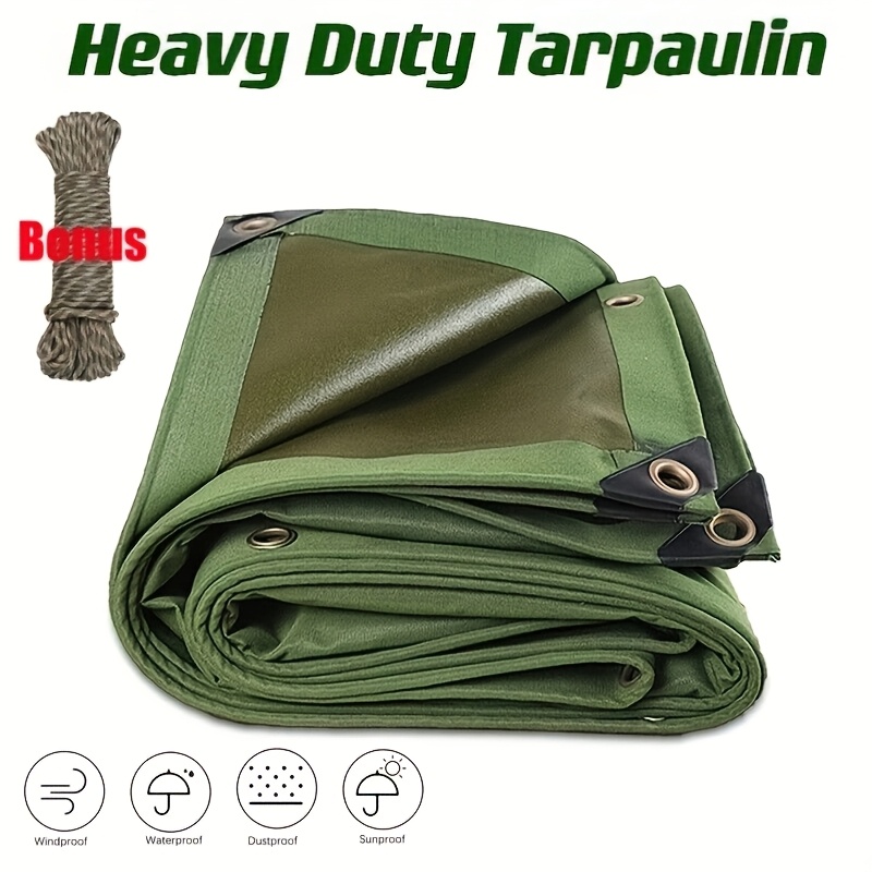 400gsm heavy duty waterproof canvas tarp tarpaulin sun   dustproof army 4 size 2x3m 3x3m 3x4m 4x6m 10m rope free bonus