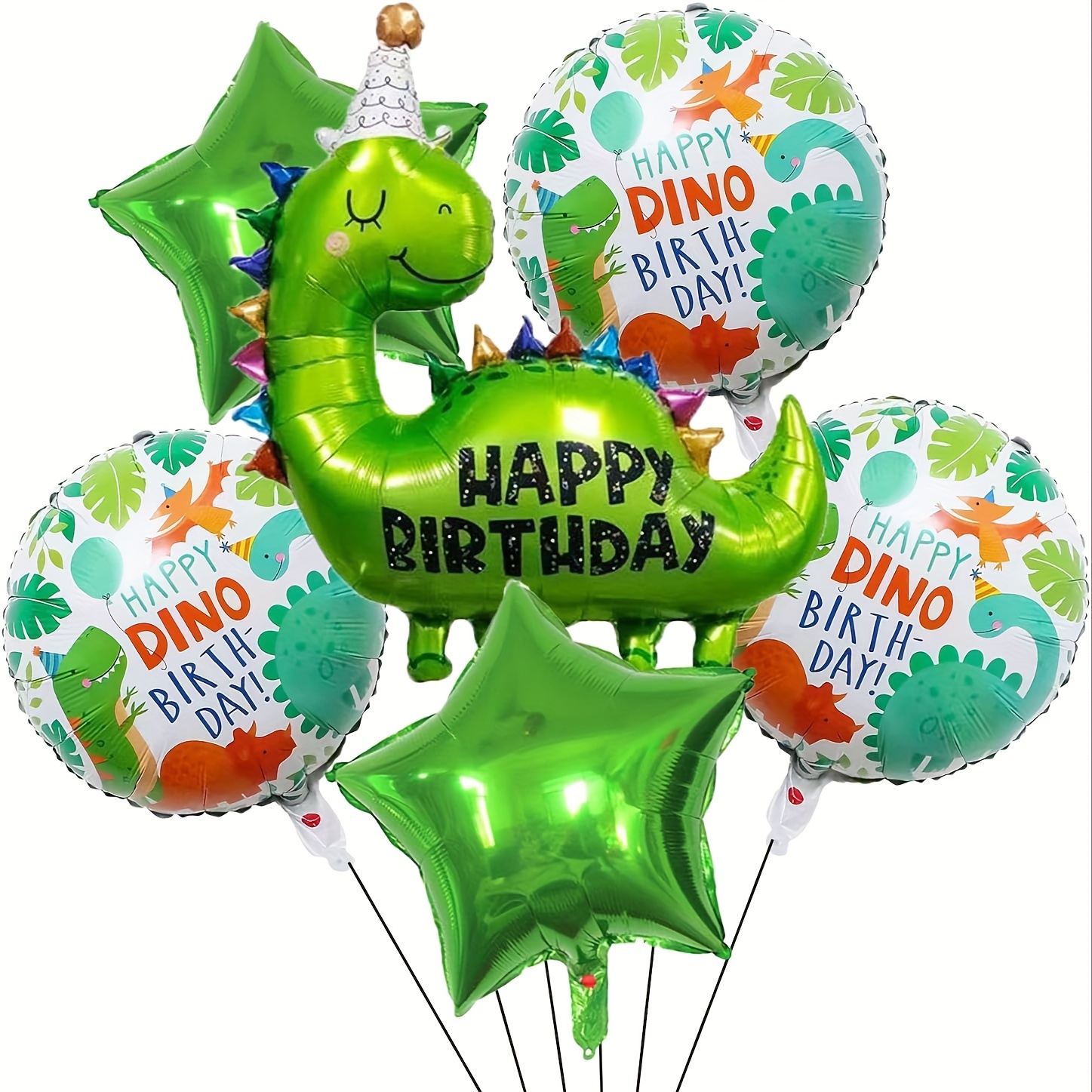 

6pcs Aluminum Foil Balloons - Large Green Birthday Dino Balloons - Jungle Animal Green Birthday Party Balloons - Dino Birthday Decorations